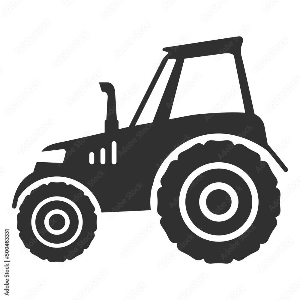Black silhouette agricultural machinery tractor.Vector flat illustration.Isolated on white background. Black silhouette agricultural machinery tractor.Vector flat illustration.Isolated on white background.
