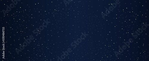 Holiday background design with twinkling stars pattern on dark blue backdrop. Premium vector template for Christmas invite, voucher, banner, gift certificate   photo
