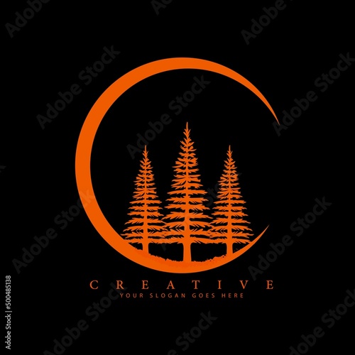 Spruce tree and sunset logo