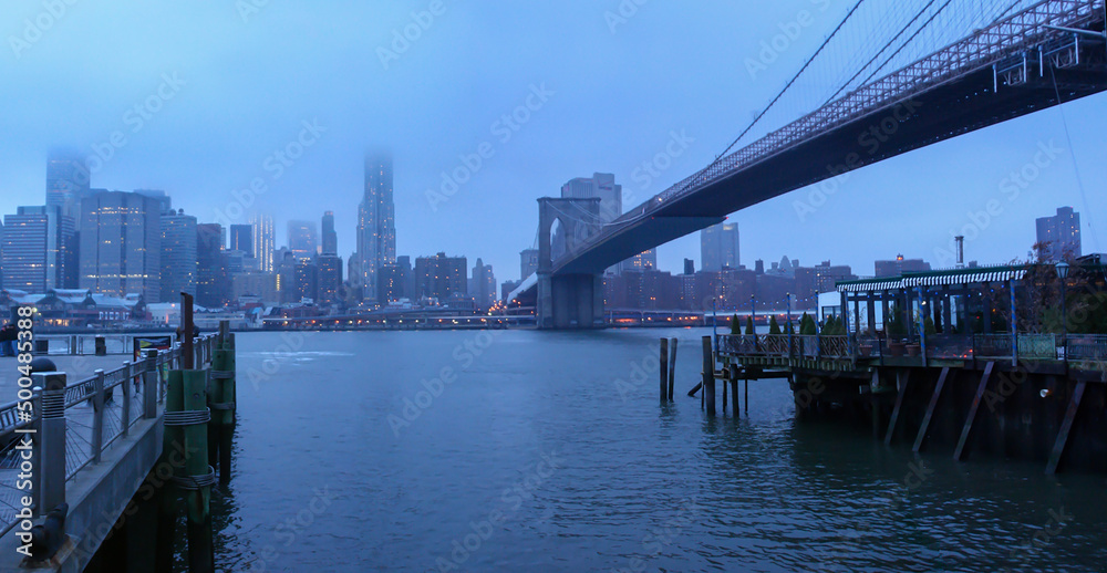 View of New York from one side of Brooklyn Bridge View of New York from one side of Brooklyn Bridge