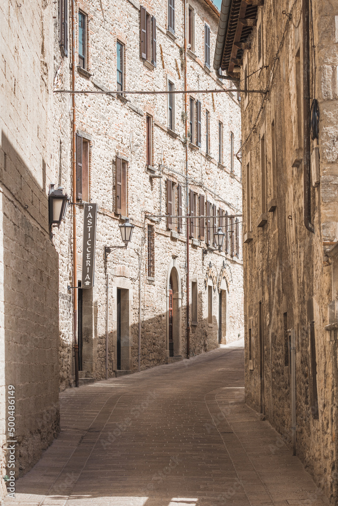 Streets of the histrorical centre of San Marino, San Marino - 12.07.2021