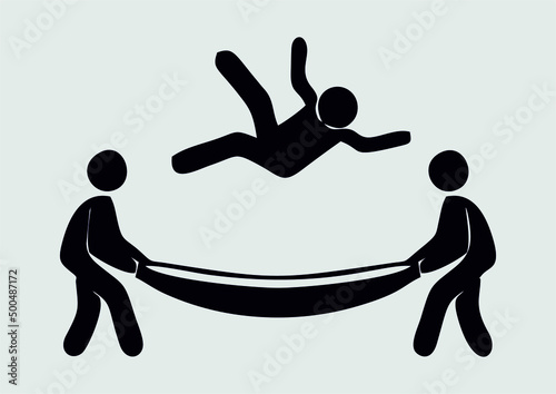 figures of people holding each other, concept of teamwork and support