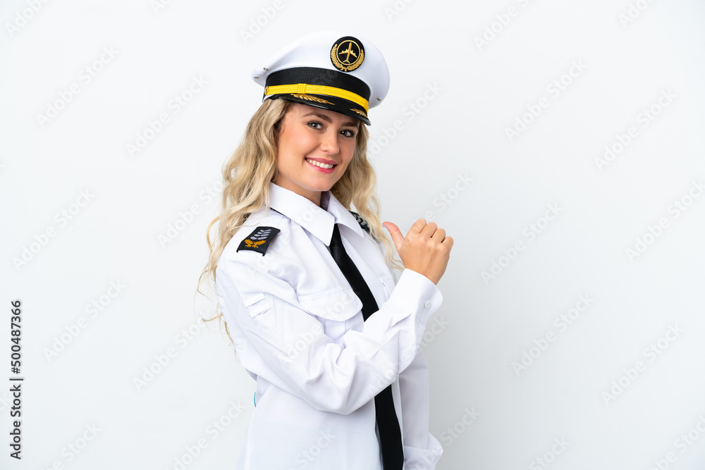 Airplane Brazilian pilot isolated on white background proud and self-satisfied Airplane Brazilian pilot isolated on white background proud and self-satisfied