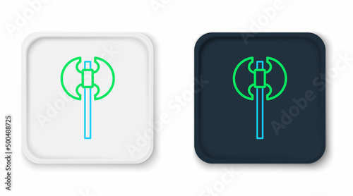 Line Medieval axe icon isolated on white background. Battle axe, executioner axe. Medieval weapon. Colorful outline concept. Vector