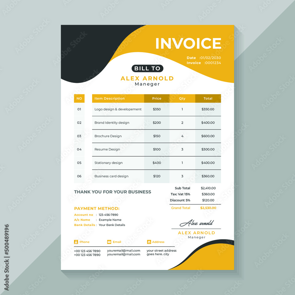 Minimal and professional invoice form template, invoice accounting, bill, receipt, price list. Easy to edit and customize Minimal and professional invoice form template, invoice accounting, bill, receipt, price list. Easy to edit and customize