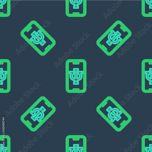 Line Online psychological counseling distance icon isolated seamless pattern on blue background. Psychotherapy, psychological help, psychiatrist online consulting. Vector