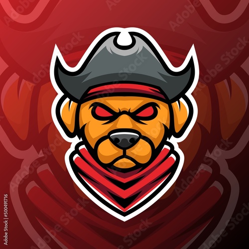 vector graphics illustration of a dog pirate in esport logo style. perfect for game team or product logo