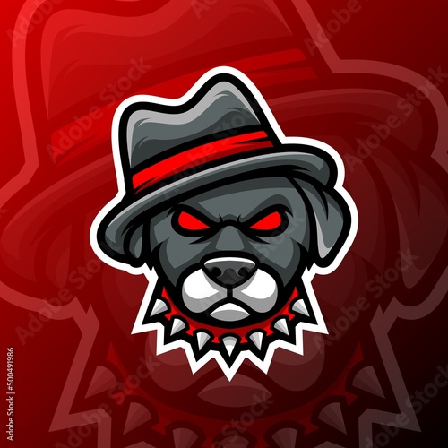 vector graphics illustration of a dog mafia in esport logo style. perfect for game team or product logo