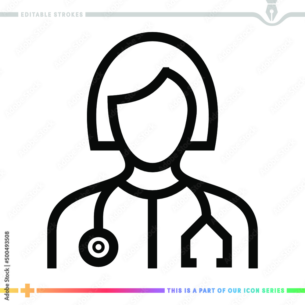 Line icon for doctor check illustrations with editable strokes. This vector graphic has customizable stroke width.