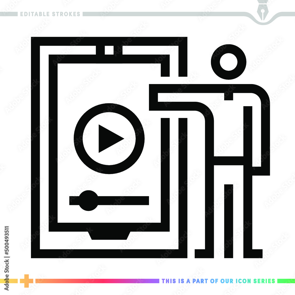 Line icon for video completion rate illustrations with editable strokes. This vector graphic has customizable stroke width. Line icon for video completion rate illustrations with editable strokes. This vector graphic has customizable stroke width.