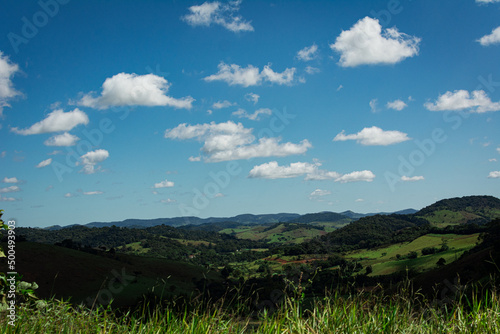 View with green field and mountains