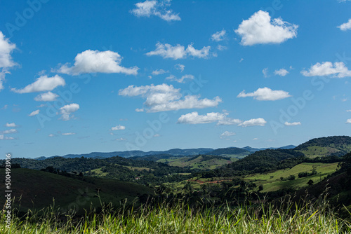 View with green field and mountains