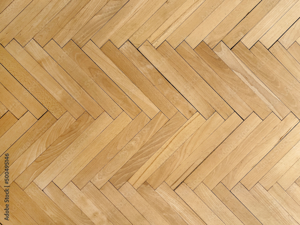 Wooden parquet top view. Herringbone natural parquet Stock Photo | Adobe  Stock