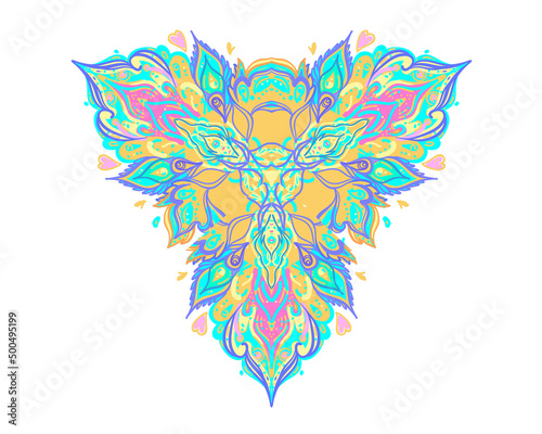Decorative Indian round lace ornate mandala. Vintage vector pattern on transp...