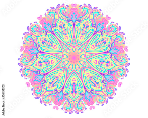 Decorative Indian round lace ornate mandala. Vintage vector pattern on transp...