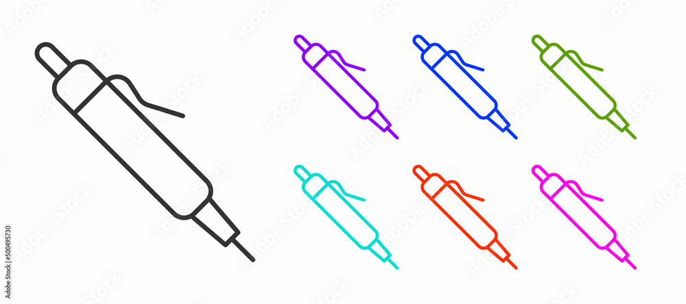 Black line Pen icon isolated on white background. Set icons colorful. Vector Black line Pen icon isolated on white background. Set icons colorful. Vector