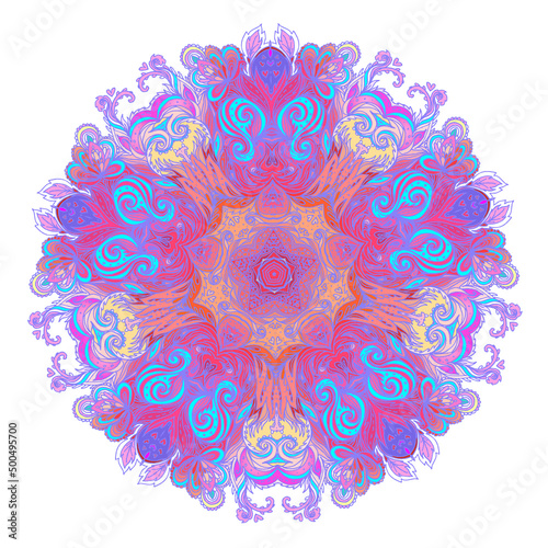 Decorative Indian round lace ornate mandala. Vintage vector pattern on transp...