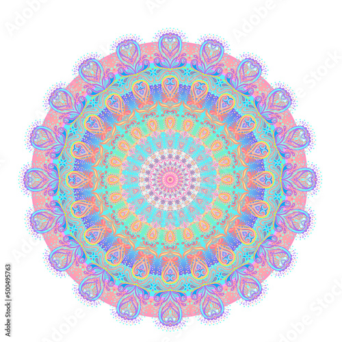Decorative Indian round lace ornate mandala. Vintage vector pattern on transp...