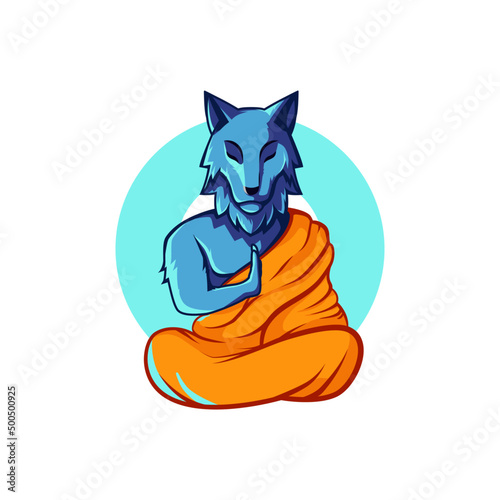 Lobo, Vector Lobo, Lobo meditando, Logo de Lobo, Lobo logo, Lobo azul, Lobo monje, Ilustración de un Lobo, Diseño Lobo