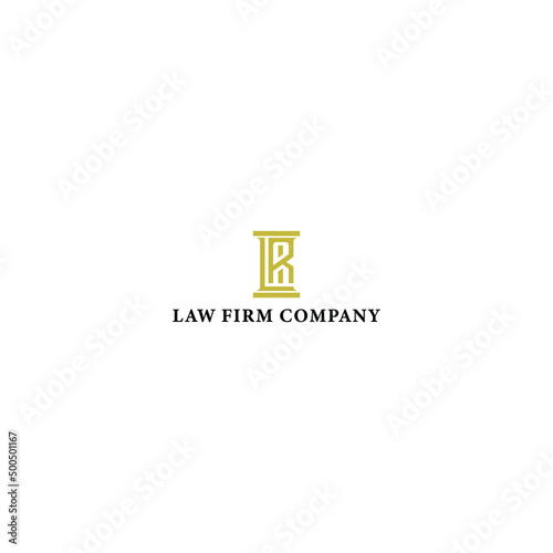 logo design inspiration for attorney and law firm company inspired from abstract letter R and L in the form of golden pillar also suitable for the brands or companies that concern in other law firms