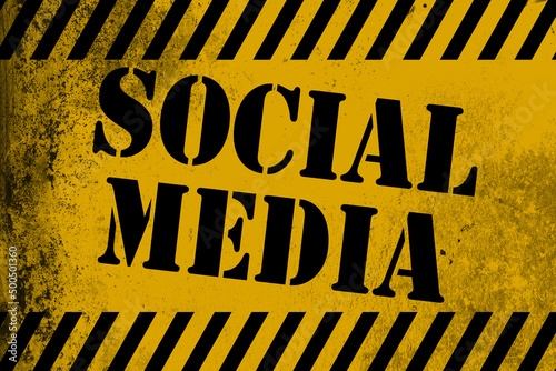 Social media sign yellow with stripes