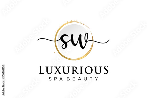 Initial SW feminine logo. Usable for Logo for fashion,photography, wedding, beauty, business. Flat Vector Logo Design Template Element.