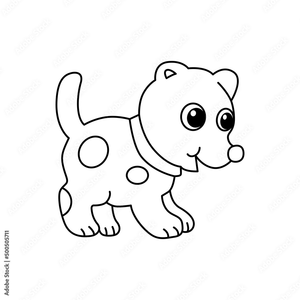 Obraz premium Cute dog cartoon coloring page illustration vector. For kids coloring book.