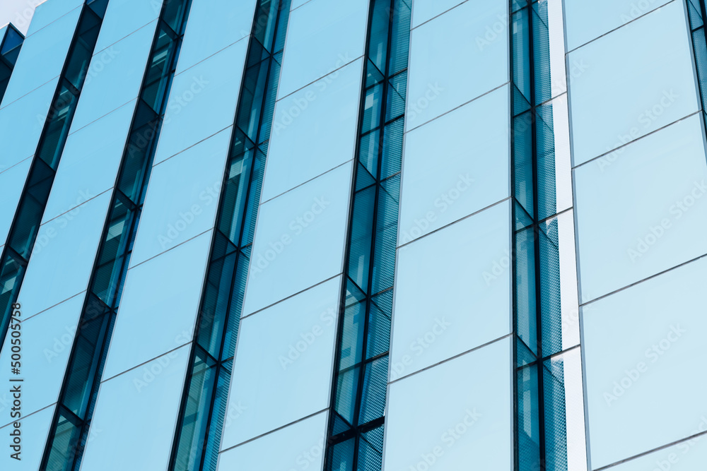 Close-Up of Modern Office Buildings in city of China.