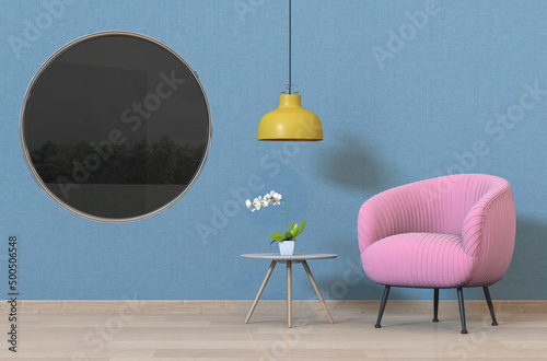 3D rendering of living Room Interior with armchair