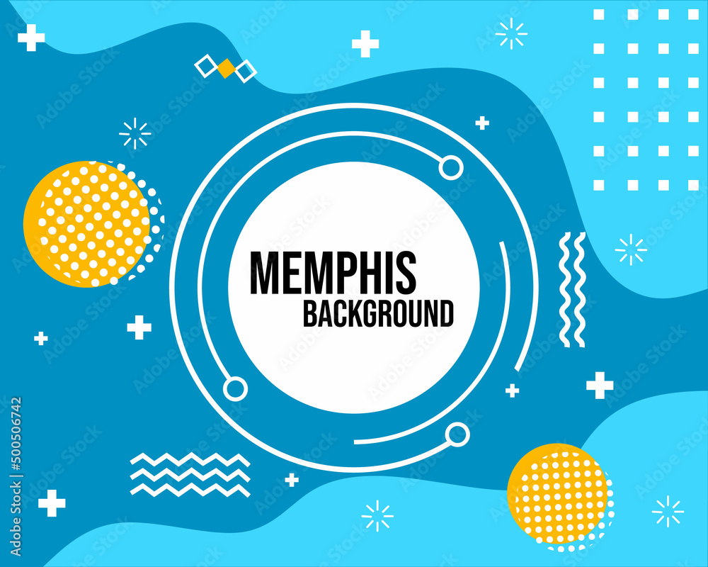abstract memphis styled blue background. used for website design, posters, magazine covers