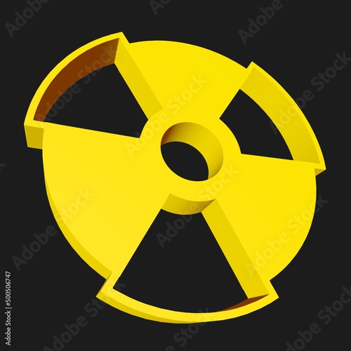 Fototapeta Volumetric sign of radioactive danger. 3d rendering.