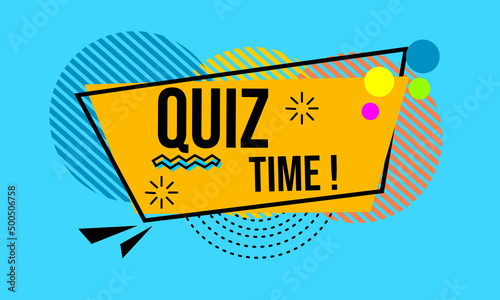 Memphis style yellow quiz time banner. design for promotion