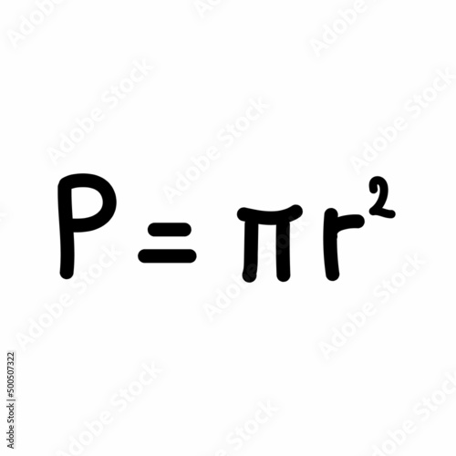 hand draw of area of a circle formula in mathematics