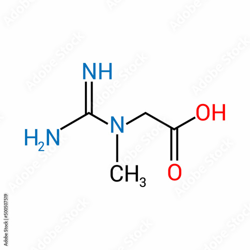 chemical structure of creatine (C4H9N3O2)