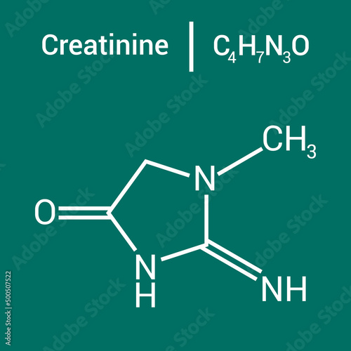 chemical structure of Creatinine (C4H7N3O) photo