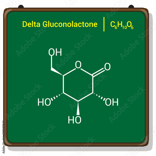 chemical structure of Glucono delta-lactone (C6H10O6) photo