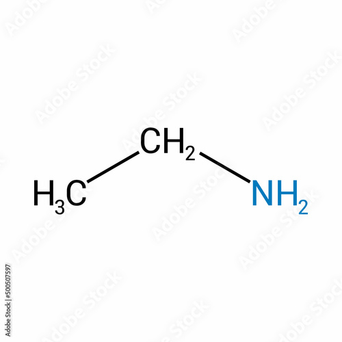 chemical structure of Ethylamine (C2H7N) photo