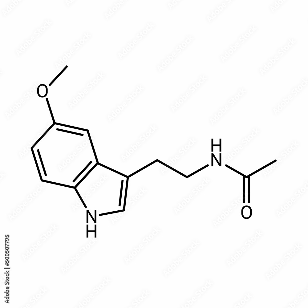 chemical structure of Melatonin (C13H16N2O2) chemical structure of Melatonin (C13H16N2O2)