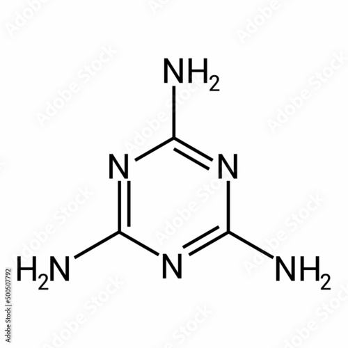 chemical structure of melamine (C3H6N6) photo
