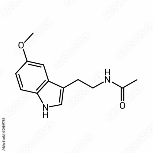 chemical structure of Melatonin (C13H16N2O2)