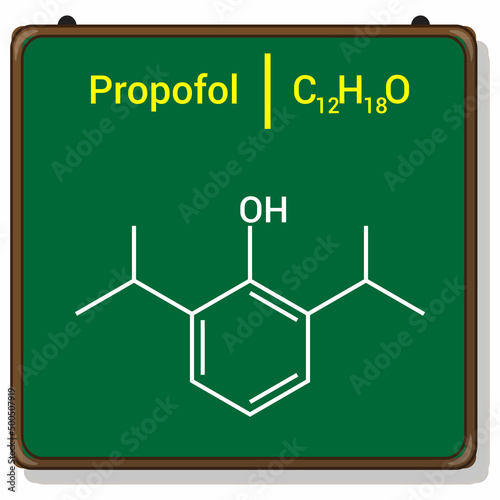 chemical structure of Propofol (C12H18O) photo