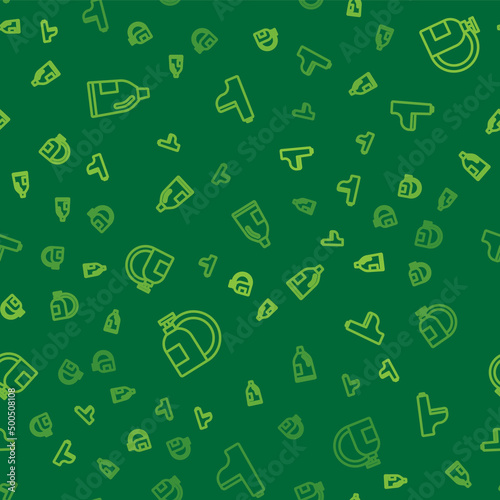 Set line Bottle for cleaning agent, Dishwashing liquid bottle and Toilet bowl on seamless pattern. Vector