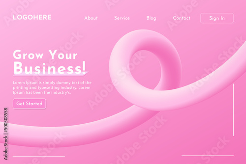 Abstract Landing Page With Pink Fluid Wave Backround