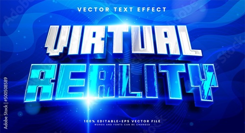 Virtual Reality 3d editable text effect suitable for digital technology theme.