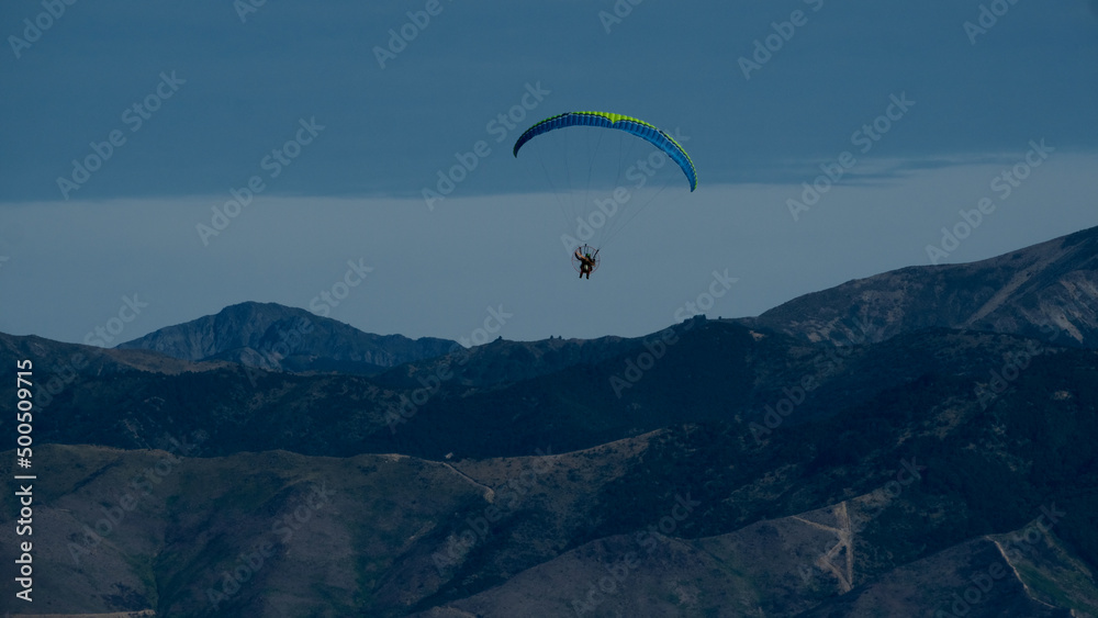 Paraglider near Hanmer Springs, New Zealand Paraglider near Hanmer Springs, New Zealand
