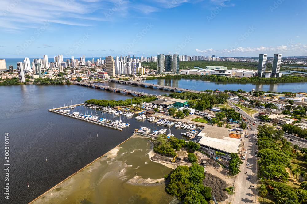 Aerial view of Recife, capital of Pernambuco, Brazil.