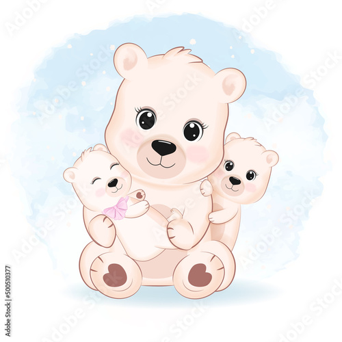 Cute Bear' s family, animal cartoon illustration