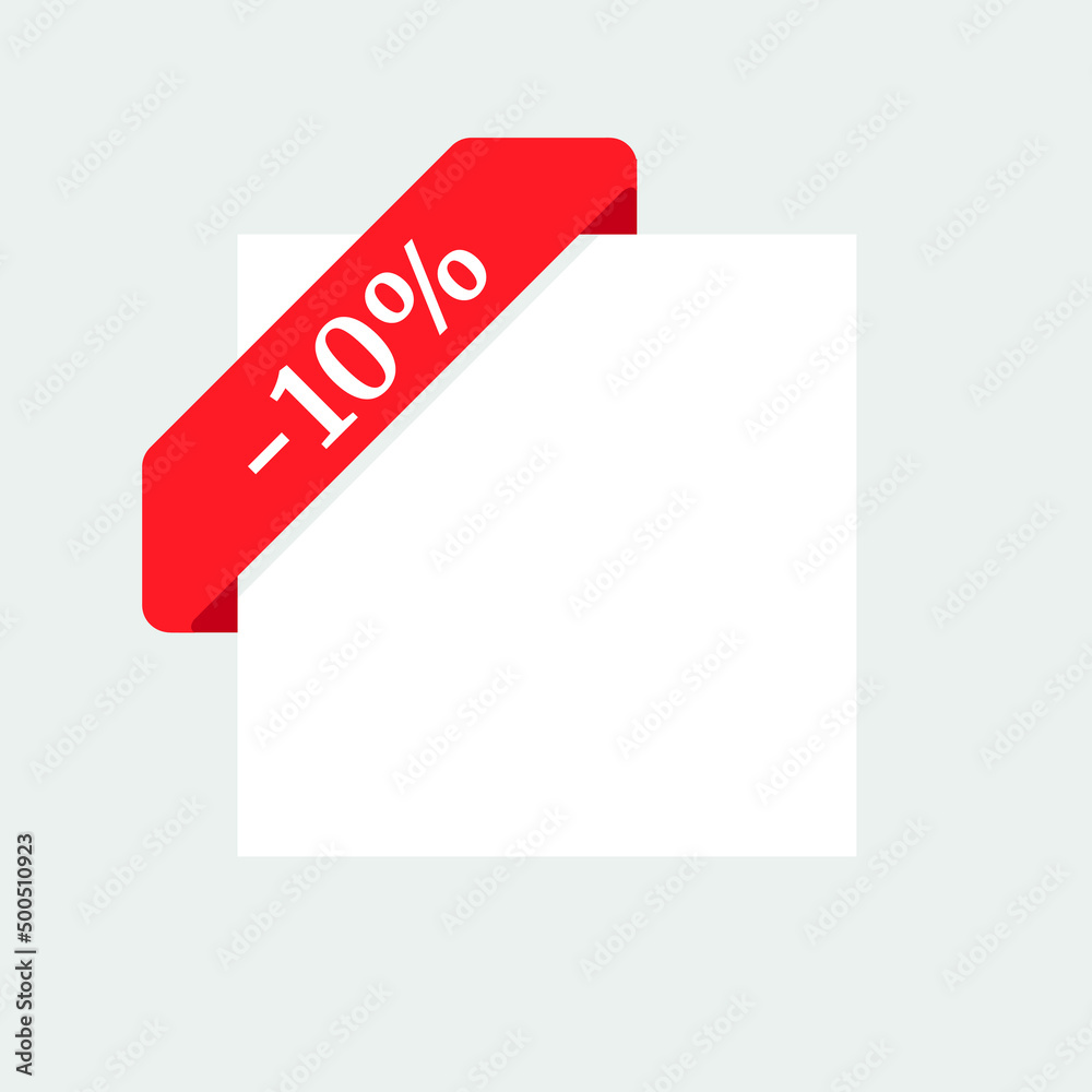 Red Vector corner Ribbon on white background. Discount 10% Red Vector corner Ribbon on white background. Discount 10%