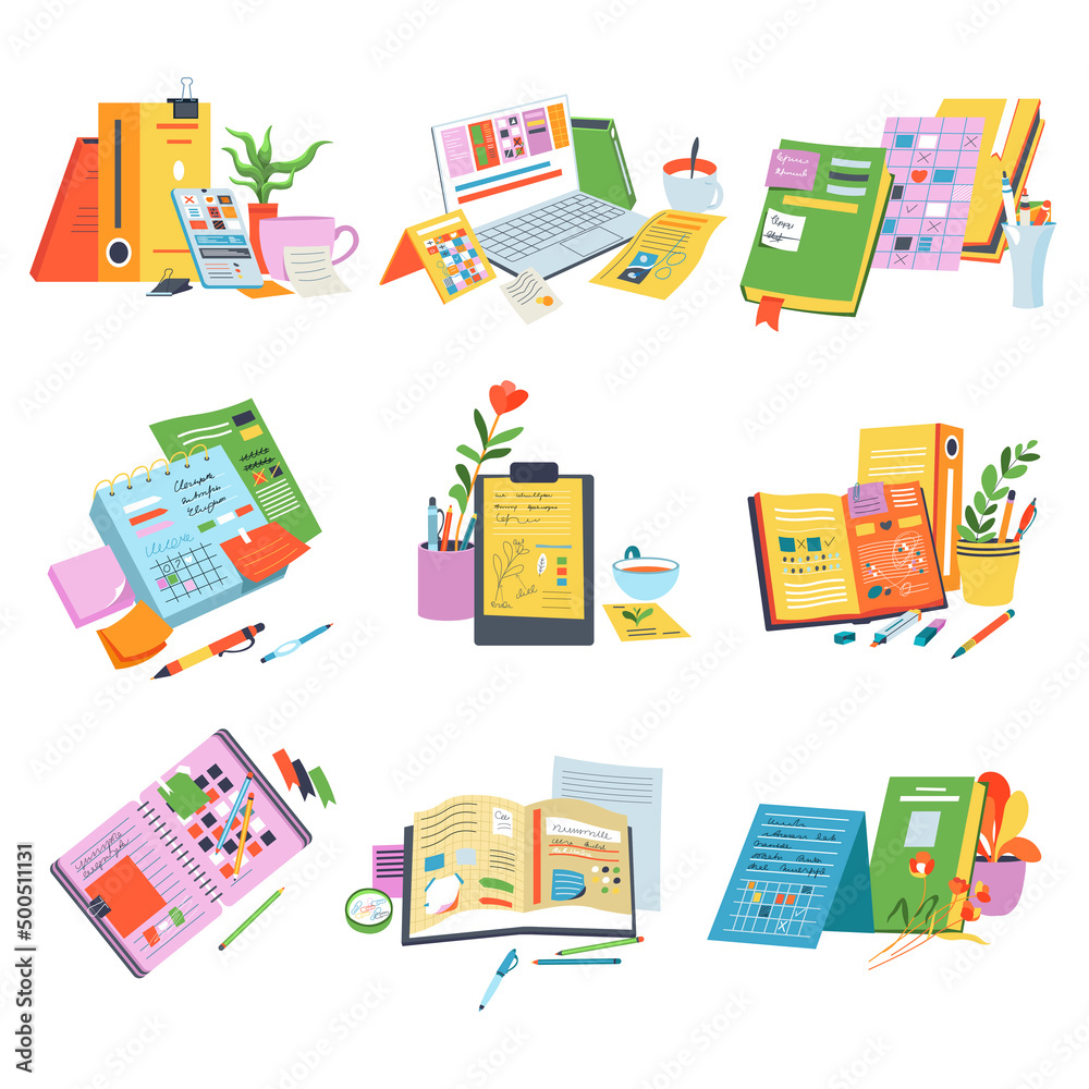 Fototapeta premium Calendars and planners, organizers and notebooks