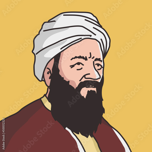 muslim illustration of Abbas Ibn Firnas was an inventor, engineer, aviator, physician, Arabic poet and Andalusia musician